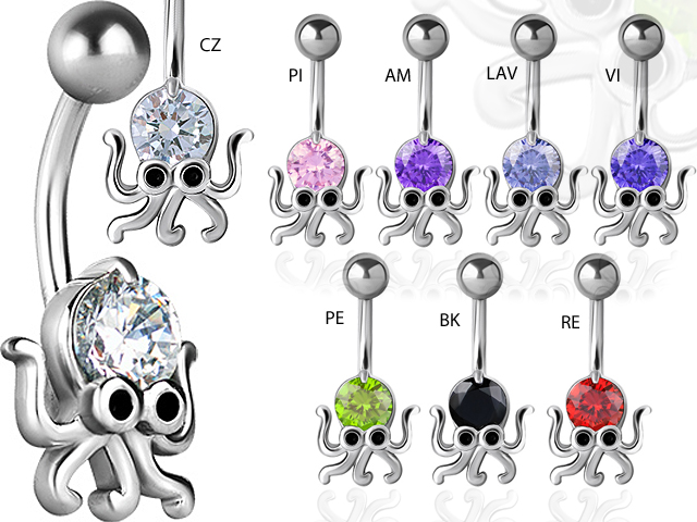 SS316L CUBIC ZIRCONIA OCTOPUS BANANA (SETTING)