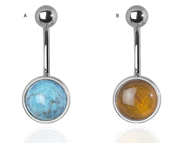 SS316L ROUND 08MM CABOCHON BANANA