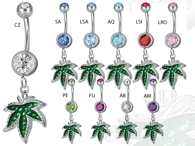 SS316L DANGLING DOUBLE JEWELLED BANANA (GLOSS FINISH)