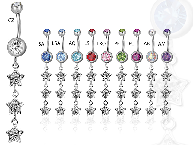 SS316L DANGLING DOUBLE JEWELLED BANANA (GLOSS FINISH)