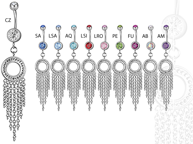 SS316L DANGLING DOUBLE JEWELLED BANANA (GLOSS FINISH)