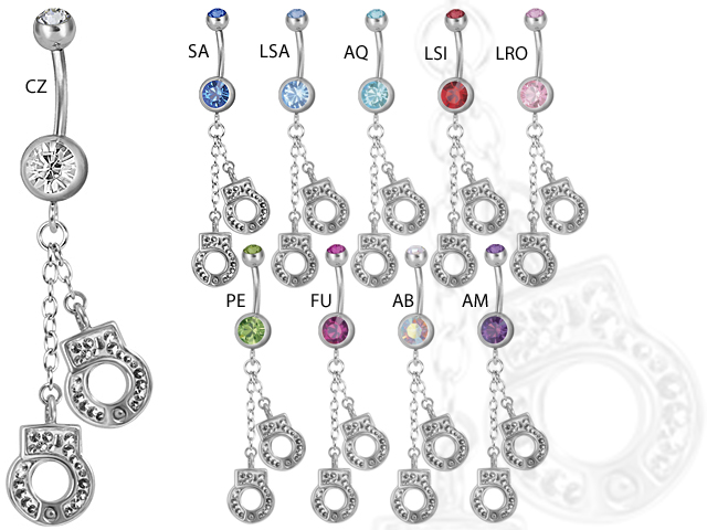 SS316L DANGLING DOUBLE JEWELLED BANANA (GLOSS FINISH)