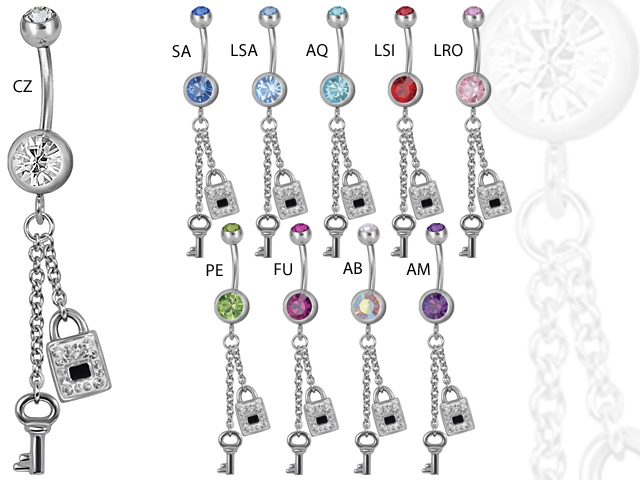 SS316L DANGLING DOUBLE JEWELLED BANANA (GLOSS FINISH)