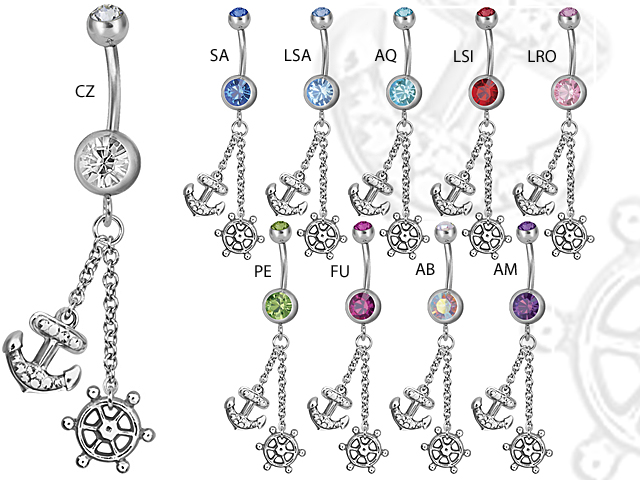 SS316L DANGLING DOUBLE JEWELLED BANANA (GLOSS FINISH)