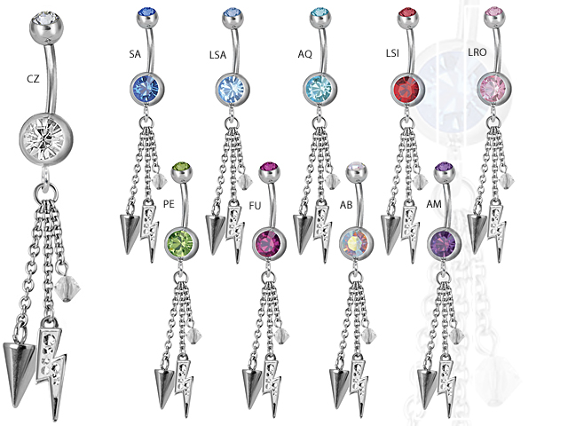 SS316L DANGLING DOUBLE JEWELLED BANANA (GLOSS FINISH)