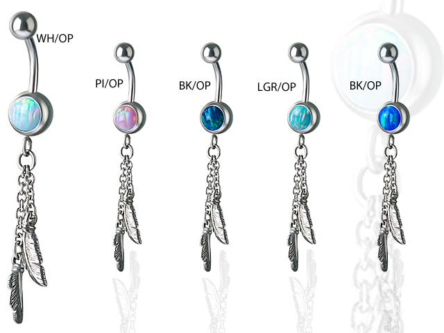 SS316L W.OPAL DANGLE BANANAS