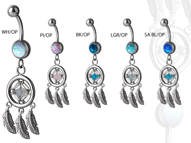 SS316L W.OPAL DANGLE BANANAS