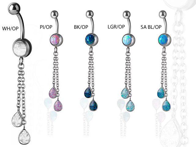 SS316L W.OPAL DANGLE BANANAS