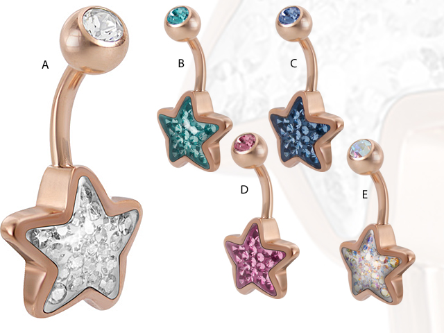 SS316L ROSE GOLD PVD STAR BANANA ( GLOSS FINISH )