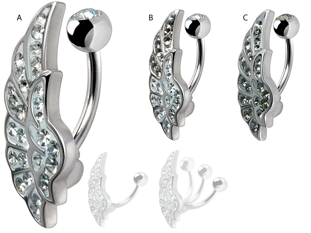 SS316L CRYSTAL ANGEL WING BANANAS (GLOSS FINISH)