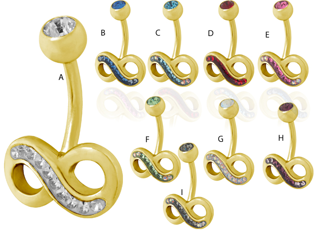 SS316L GOLD PVD CRYSTAL INFINITY BANANAS