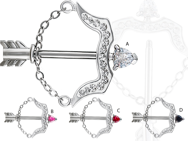 TITANIUM SWAROVSKI CRYSTAL BAR/ARROW NIPPLE SHIELD