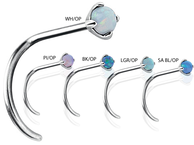 SS316L CASTING OPAL CABOCHON CURVED NOSESTUDS (PRONG SETTING)