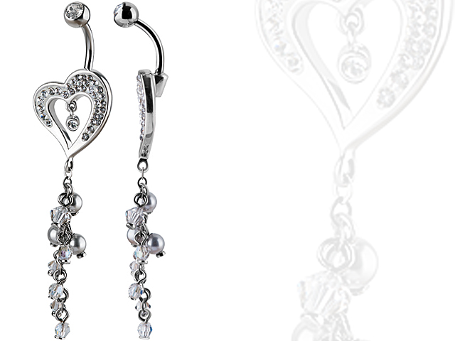 TITANIUM SWAROVSKI CRYSTAL HEART DANGLE BANANA