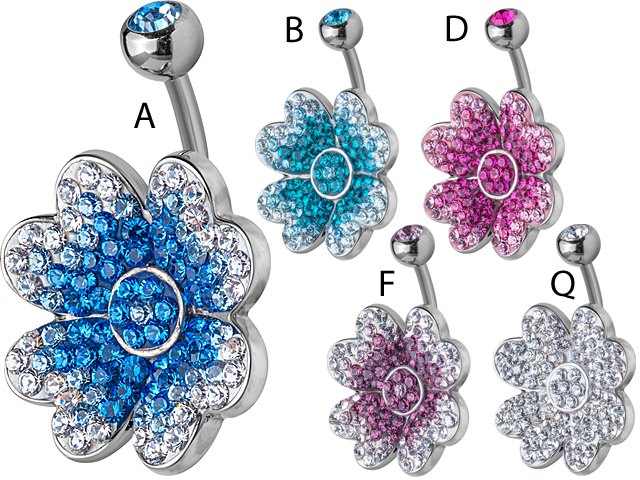 TITANIUM SWAROVSKI CRYSTAL TREFFLE FLOWER BANANA