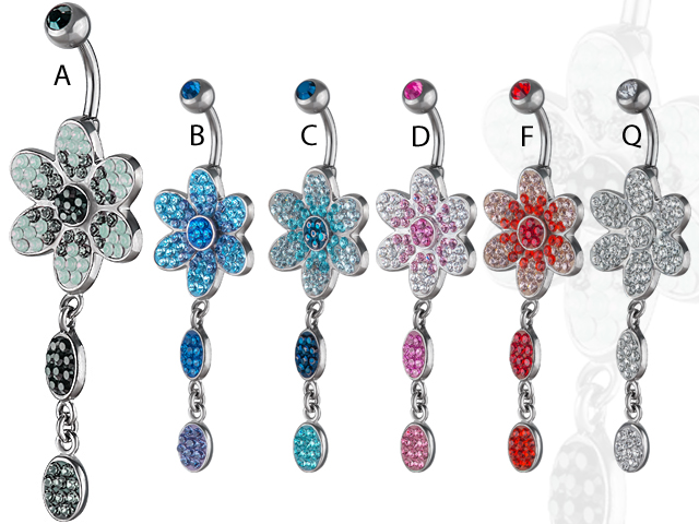 TITANIUM SWAROVSKI CRYSTAL FLOWER DANGLE BANANA