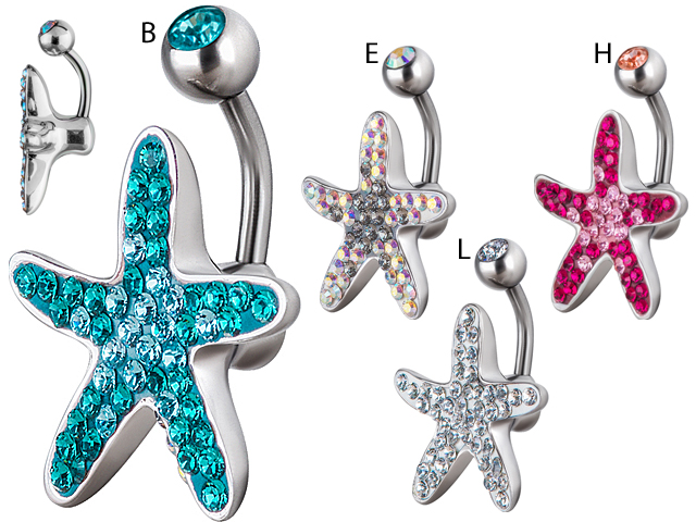 TITANIUM SWAROVSKI CRYSTAL STARFISH BANANA