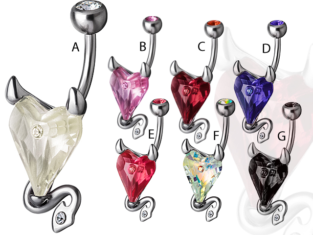 TITANIUM SWAROVSKI CRYSTAL DEVILHEART BANANA
