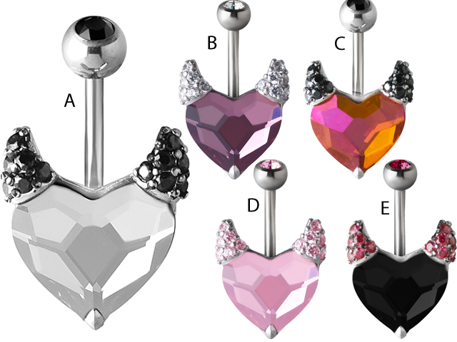 TITANIUM SWAROVSKI GEMS & CRYSTAL DEVILHEART BANANA (SETTING)