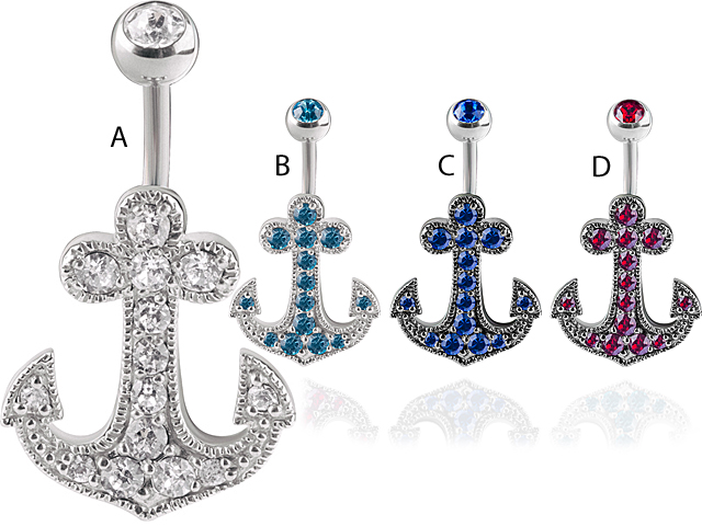 TITANIUM SWAROVSKI CRYSTAL ANCHOR BANANA (PAVE SETTING)