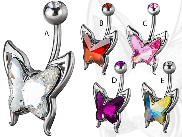 TITANIUM SWAROVSKI CRYSTAL TRIBAL BUTTERFLY BANANA