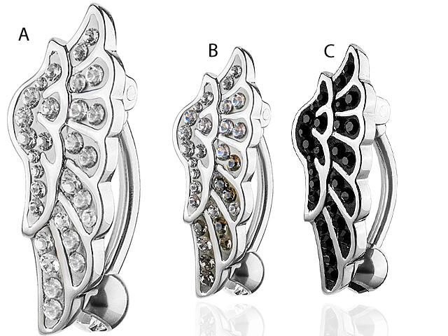 TITANIUM SWAROVSKI CRYSTAL ANGEL WING BANANA