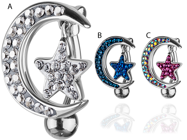 TITANIUM SWAROVSKI CRYSTAL MOON BANANA