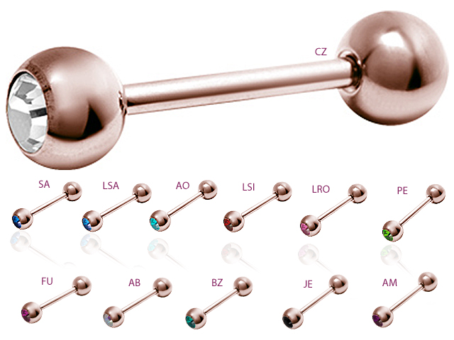 ROSE GOLD PVD STEEL JEWELLED BARBELLS