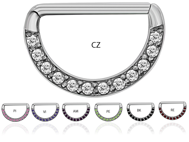 SS316L CASTING JEWELLED NIPPLE CLICKER SHIELD (CZ SETTING)
