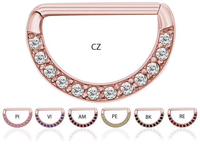SS316L CASTING JEWELLED NIPPLE CLICKER SHIELD (CZ SETTING)