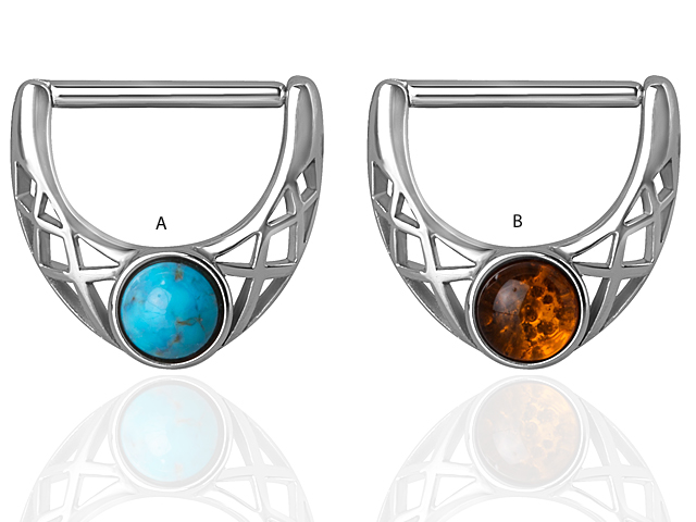 SS316L JEWELLED NIPPLE CLICKER SHIELD (FILIGREE & CABOCHON)