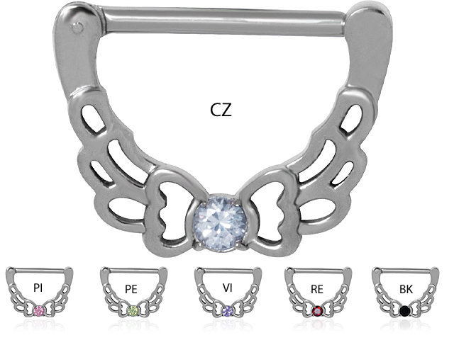 SS316L JEWELLED NIPPLE CLICKER SHIELD ( FILIGREE CUBIC BUTTERFLY
