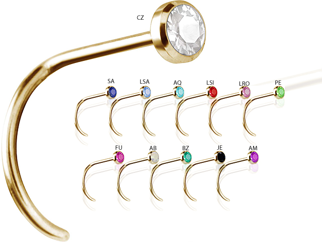 GOLD PVD STEEL JEWELLED NOSESTUDS