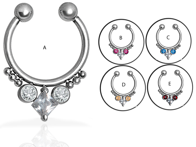 SS316L JEWELLED FAKE SEPTUM RINGS