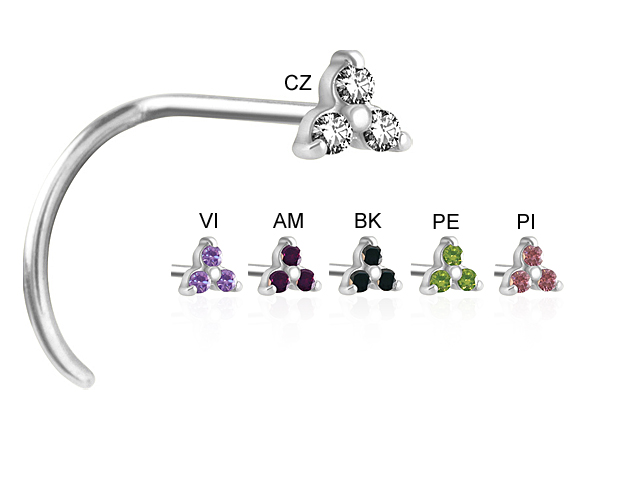SS316L CASTING CURVED NOSESTUD (TRINITY CZ SETTING)