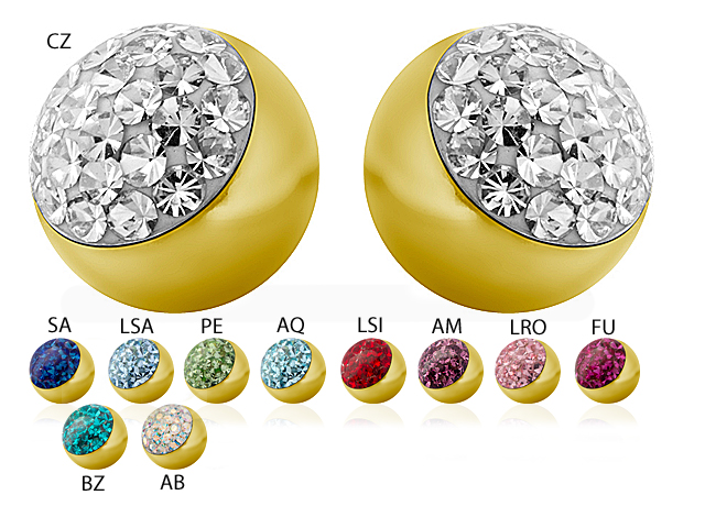 SS316L GOLD JEWELLED CRYSTAL MICRO BALLS