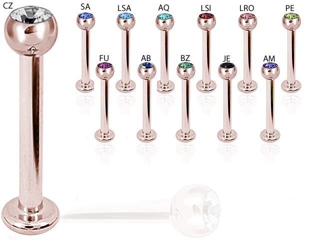 SS316L ROSEGOLD JEWELLED MICRO LABRET
