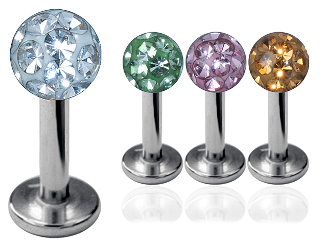 EPOXY COVERED CRYSTAL BALL MICRO LABRETS (EXTRA PETITE 2.5MM UNI