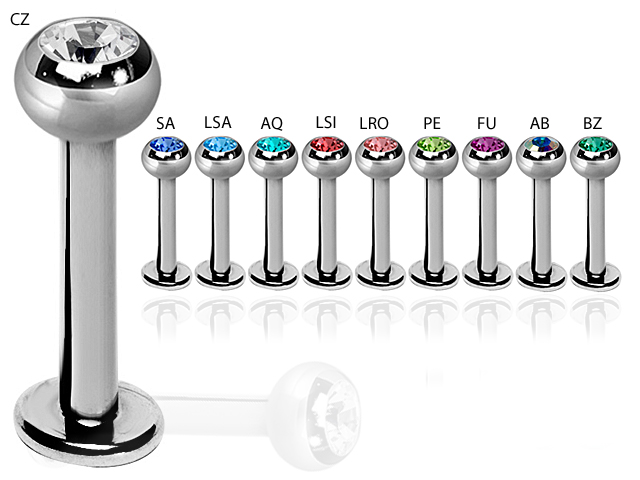 JEWELLED INTERNALLY THREADED TITANIUM MICRO LABRET