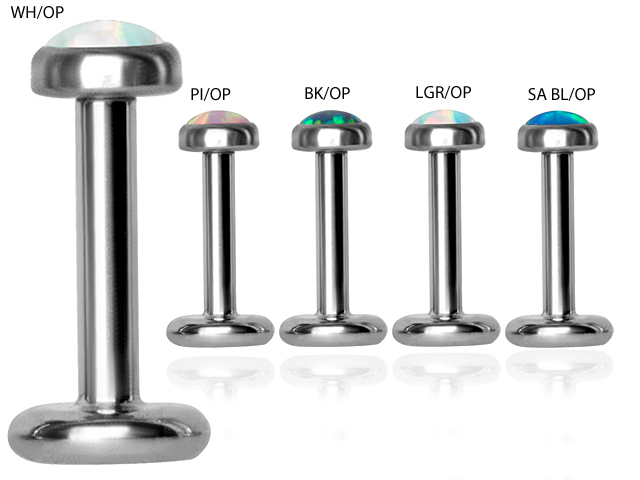 TITANIUM MICRO LABRETS WITH SYNTHETHIC OPAL