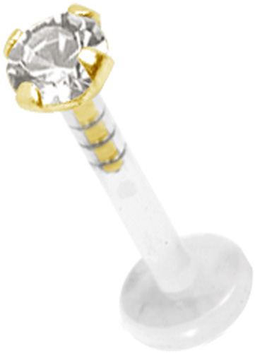 BIOPLAST LABRET WITH 18K GOLD DIAMOND ATTACHMENT (GRADE SI 1)