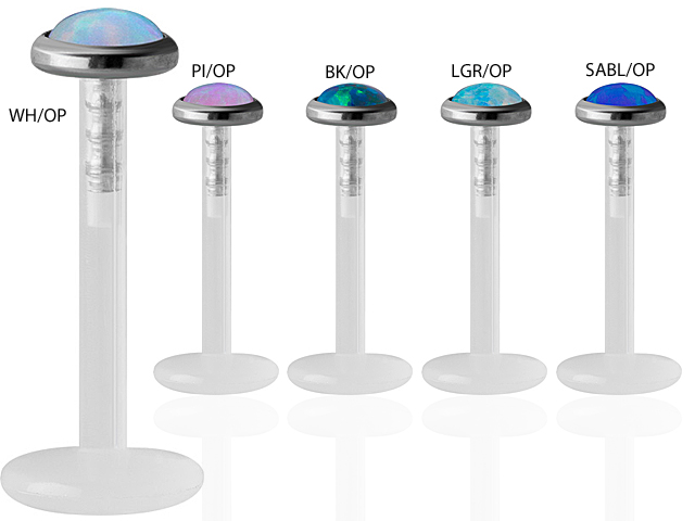 BIOPLAST LABRET WITH SYNTHETHIC OPAL TITANIUM ATTACHMENT (3F)