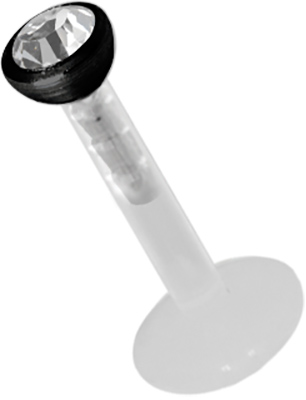 BIOPLAST LABRET WITH MICRO JEWELLED SS316L ATT.