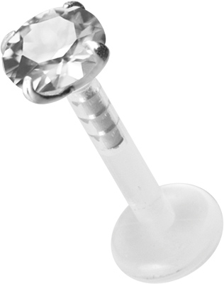 BIOPLAST LABRET WITH JEWELLED SILVER ATT.