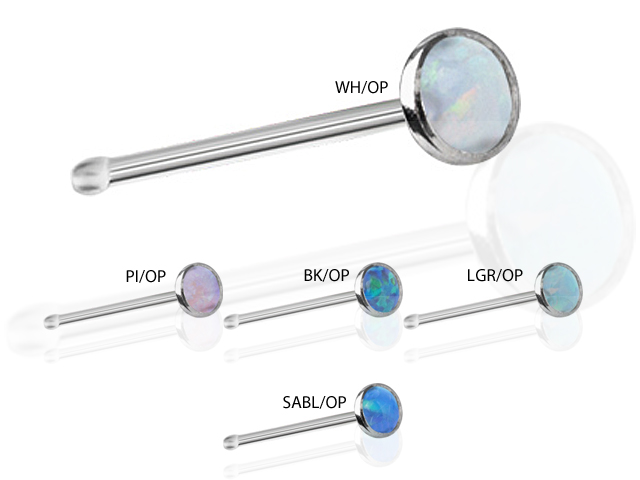 SS316L OPAL CABOCHON NOSEBONES (BEZEL SET)
