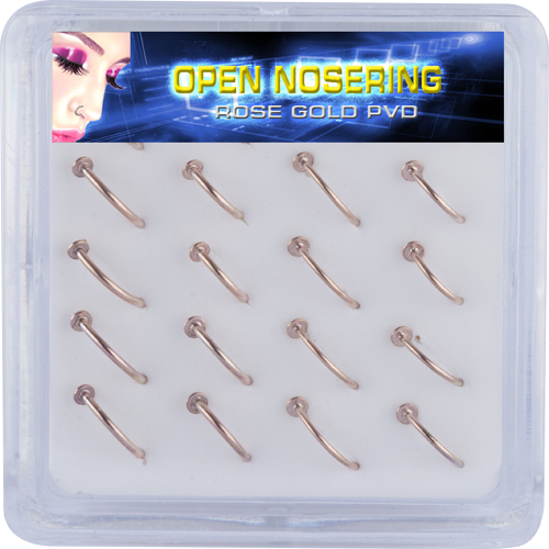 BOX WITH SS316L ROSE GOLD PVD STEEL OPEN NOSERING (1.0x7/8/9)