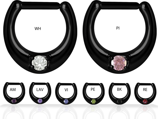 BLACK PVD STEEL SEPTUM CLICKER W. CZ (SETTING)