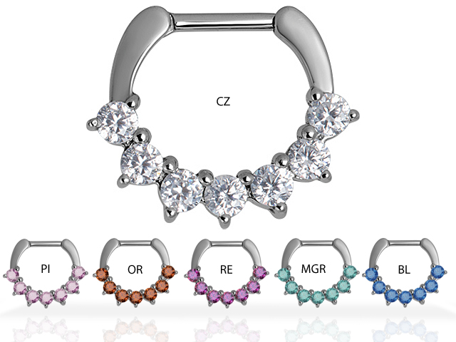 SS316L JEWELLED SEPTUM CLICKERS W. SWAROVSKI