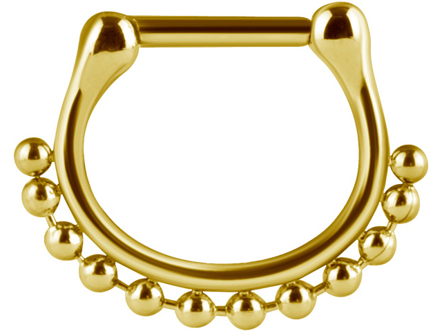 SS316L GOLD PVD SEPTUM CLICKER RING (BALL CHAIN)