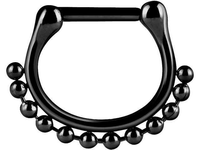 SS316L BLACK PVD STEEL SEPTUM CLICKER (BALL CHAIN)